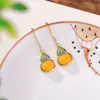 Brincos Yilu Prata Água Âmbar Vermelho Prata Esterlina S925 Banhado a Ouro Superfície de Ovo Ruyi Cabaça Estilo Antigo Gancho de Orelha Brincos Atacado
