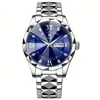Reloj de hombre de negocios luminoso imitación mecánica hueco a través del fondo hebilla de mariposa banda de acero luminoso impermeable diamante generación cabello