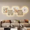 Pintura Decorativa para Sala de Estar de Elefante Estilo Wabi-Sabi Pintura Colgante de Pared para Fondo de Sofá de Gama Alta Lámpara de Pared Reloj Creativo Simple Moderno