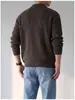 Otoño Invierno Estilo Coreano Moda Retro Estilo Old Money Cardigan de Solapa para Hombre Holgado con Cremallera Prendas de Punto Casuales Tendencia