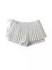 Diseño de Nicho Con Cordones Lazo Plisado Cruzado Falda Plisada Cintura Alta Línea A Pantalones Cortos Culottes Pantalones Cortos