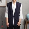 Outono e inverno de 2022 Novo estilo chinês masculino cor sólida algodão e linho Hanfu Terno Tang masculino linho retrô colete moderno masculino