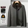 Jaqueta de Couro Masculina 2026 Inverno, Forro de Fleece Removível, Uso Três Maneiras, Estilo Executivo, À Prova de Vento, Quente, Casaco Grosso para Homens de Meia-Idade