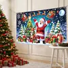 Tela de Fondo Navideña de Venta Caliente Transfronteriza Tema Árbol de Navidad Muñeco de Nieve Regalos Fondo Fotográfico Escena de Fiesta Decoración