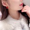 S925 Prata Agulha Francês Simples Ano Novo Chinês Brincos de Feijão Vermelho Retro Elegante All-match Ancora Brincos de Pérola Vermelha