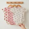 Enterizo de Verano para Bebé Niña con Adorno de Encaje, Elegante Mono Estampado de Manga Corta, Nuevo Enterizo Triangular para Salidas