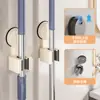 Potente Soporte de Mopa con Succión al Vacío para Inodoro Balcón Estante de Almacenamiento en Pared Clip para Escoba y Mopa Montado en la Pared del Baño