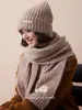 "Vamos passar o inverno juntos" cachecol longo de veludo tricotado espesso com gorro conjunto quente de inverno versátil lã