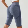 Pantalones de Yoga Seamless de Cadera de Melocotón Europeos y Americanos para Mujer Cintura Alta Elásticos Deportivos Elásticos Glúteos Fitness Deportes Pantalones de Ciclismo