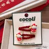 Nuevo Clip para el Cabello de Tela Rojo Terciopelo de Año Nuevo para Niñas con Diseño de Animales de Dibujos Animados, Suave con el Cabello, Set de Goma para el Cabello y Clip