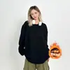 Moletom de Alta Qualidade, Pesado, Forrado com Fleece, Estilo Solto e Relaxado, Cor Sólida, para Mulheres, Versátil para Outono e Inverno, Jaqueta Top para Casais