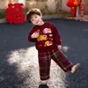 Conjunto de Pantalones a Cuadros y Sudadera Ropa de Año Nuevo para Niños Niños y Niñas Invierno Forro Polar Atuendo Festivo Conjunto de Dos Piezas para Niños Pequeños Moderno