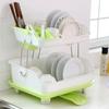 Escurridor de platos de cocina, escurridor de platos, armario, caja de almacenamiento para palillos, escurridor de vajilla, escurridor de plástico de doble capa.