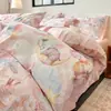 Juego de Ropa de Cama Floral Espesorado Cepillado 100% Algodón 2026, Juego de Cuatro Piezas de Algodón Puro, Funda Nórdica y Sábana de Cama Espesoradas para Otoño/Invierno, Productos de Alta Gama