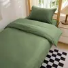 Yunjin escuela secundaria y preparatoria dormitorio de entrenamiento militar juego de tres piezas de sábanas de algodón puro individuales color verde militar para litera