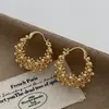 Pendientes Redondos Huecos Electrochapados en Oro Real de 18 Quilates, Lujo Ligero, Gama Alta, Pendientes Elegantes, Nicho, Simples, Pendientes Personalizados para Mujer