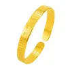 Pulsera Abierta de Corazón de Loto Dorado Electroplateado al Vacío de Alta Calidad Pulsera de Boda con Lema del Sutra del Corazón de Miel Polo