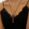 Joyería de Halloween para Hombres y Mujeres, Joyería de Estilo Oscuro Retro a la Moda, Cadena para Suéter de Cruz de Madera Divertida y Graciosa