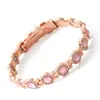 Pulsera magnética de moda europea y americana, superventas transfronteriza, lujo ligero, trébol de la suerte, aleación con incrustaciones de diamante, pulsera de joyería magnética de una sola fila para mujer