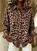 2026 Estilo Europeo Estación Independiente Transfronterizo Moda Femenina Manga Larga Estampado de Leopardo Holgado Camisa Top Mujer Elegante