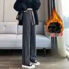 Pantalones Banana Talla Grande para Mujer, Otoño e Invierno, Forro Polar, Engrosados, Pantalones de Pierna Curva, Cintura Alta, Caída, Adelgazantes para Figuras Pequeñas, Pantalones Casuales de Pierna Ancha