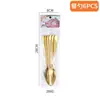 Amazon Transfronterizo Shangchao 6 Piezas Vajilla de Acero Inoxidable Cuchillo y Tenedor Cuchara Hotel Cuchillo y Tenedor para Steak Occidental Traje de 24 Piezas
