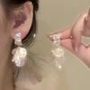 Clips para Orejas de Zirconio Coreano, Aretes de Perlas Femeninos, Clips para Orejas de Bobina de Mosquito Sin Perforar, Aretes de Lujo Ligero y de Alta Gama al Mayoreo