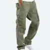 Suministro Especial Transfronterizo Moda Primavera y Otoño Versátil Deportivo Cordón Múltiples Bolsillos Holgado Pierna Recta Pantalones Cargo para Hombre Monopieza Dropshipping