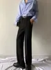 Calça Reta Lisa de Cor Sólida Estilo Coreano High Street Masculina Versátil para Primavera e Outono Moda Casual Sem Amassar Comprimento Total Tendência