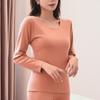 Blusa Quente de Veludo Zhende Feminina com Gola Redonda Camada Base Roupa Íntima Térmica Espessa de Veludo Sem Costura Roupas de Outono