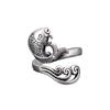 Anillo de pavo real de plata lisa tridimensional retro simple para mujer en vivo hacer joyería antigua fabricantes de anillos de línea de gancho al por mayor