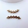Pendientes Dobles de Cobre Chapado en Oro con Microincrustaciones de Circonita, Collar, Pulsera, Pasador de Pelo, Accesorio para el Cabello, Colgante de Fleco de Encaje Curvo