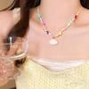 Collar con colgante de concha de cristal y cuerda encerada, estilo vacacional fresco pequeño, cadena para clavícula, joyería versátil de nicho de alta gama al por mayor