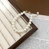 Pulsera de Perlas Retro Francesa para Mujer de Lujo Ligero de Alta Gama Moda Combinable Pulsera de Cuentas Pulsera Chapada en Oro Real de 14K