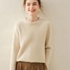Caxemira Macia Feminina Gola Redonda Tricotada à Mão Vale Onda Outono e Inverno Novos Tops de Tricô Soltos Camisetas de Base