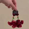 "Ardiente Romántico" Atmósfera Aretes de Perlas de Rosa Roja Nicho Temperamento Suave Exagerado Pendientes de Instagram