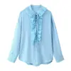 Para Cross-Border 2025 Nova Roupa de Verão Estilo Europeu e Americano Feminino High-End Casual Cinco Cores Plissado Decote V Chiffon Blusa