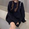 Suéter Midi Blanco para Mujer Ropa Exterior Holgada Suave Ceroso Otoño e Invierno 2024 Grueso Estilo Perezoso Jersey de Punto Vestido