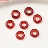 Anillo de Ágata para Correr, Anillo Redondo, Accesorios de Hebilla de Paz, Anillo Grande Hecho a Mano DIY, Pulsera de Ágata Roja con Agujero Grande, Materiales para Collares, Joyería