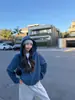 Sudadera con capucha deportiva y casual de estilo retro para mujer, perfecta para otoño e invierno, con forro de felpa para abrigar, diseño versátil de color liso y cierre de cremallera.