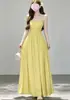 Vestido Largo de Resort Francés sin Espalda con Tirantes Finos, Color Sólido Adelgazante Versátil