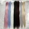 Peluca para muñeca BJD multicolor opcional, 60 cm de largo, cabello liso, estilo extendido en blanco, cabello que se puede peinar a mano