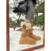 Botas de Neve Cinzas para Mulheres, Cano Longo, Novo Estilo Inverno 2025, Sola Grossa, Pequenas, Que Aumentam a Altura, Forradas com Lã, Espessas, Quentes, Sapatos de Algodão