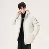 Jaqueta Masculina 2024 com Capuz Engrossada Cor Sólida Casaco Pão Casaco de Algodão Tendência Jovem Masculino Roupas Quentes de Algodão Tendência