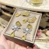 Pendientes Huguang Shuying Amarillo Ganso Espiga de Trigo Joya LULU Chapado Color Oro 18K Tesoro Circonita Incrustada con Pendientes de Gota de Agua Copo de Nieve