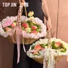 Shangjin [Novo Produto Dia dos Professores] "Pêssegos e Ameixas Preenchem o Mundo" Cesta de Embalagem para Presente de Flores e Frutas Cesta de Mão Materiais de Embalagem Floral