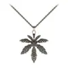 Collar largo retro europeo y americano con diseño de hoja de arce estilo hip hop para hombre, moderno collar de suéter exagerado con estilo urbano y viento frío para mujer.