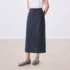Nueva falda de cuadros de longitud media para otoño para mujer, cintura elástica, abertura trasera, elegante y versátil, falda larga ajustada