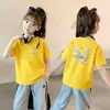 Camiseta de manga corta 100% algodón para niña 2026 nuevo estilo de verano camiseta de manga corta para niños pequeños y medianos fina elegante ropa para niños bebé moderna