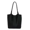 Bolsa Tote de Grande Capacidade Cor Lisa Textura Tecida Estilosa Individual Tendência Moda Casual Trabalho Deslocamento Bolsa de Ombro Único Sob o Braço
